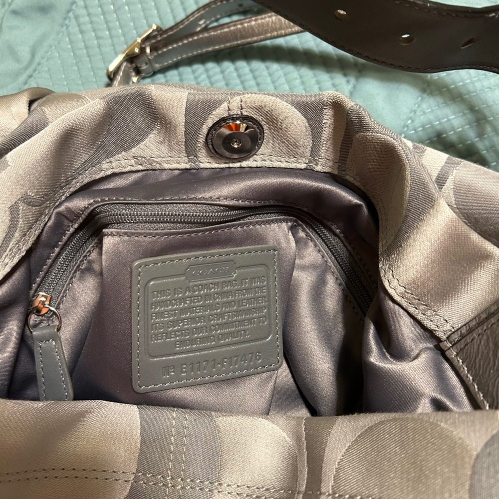 Coach White and silver Sateen hobo bag